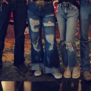 Trendy Distressed Flare Jeans